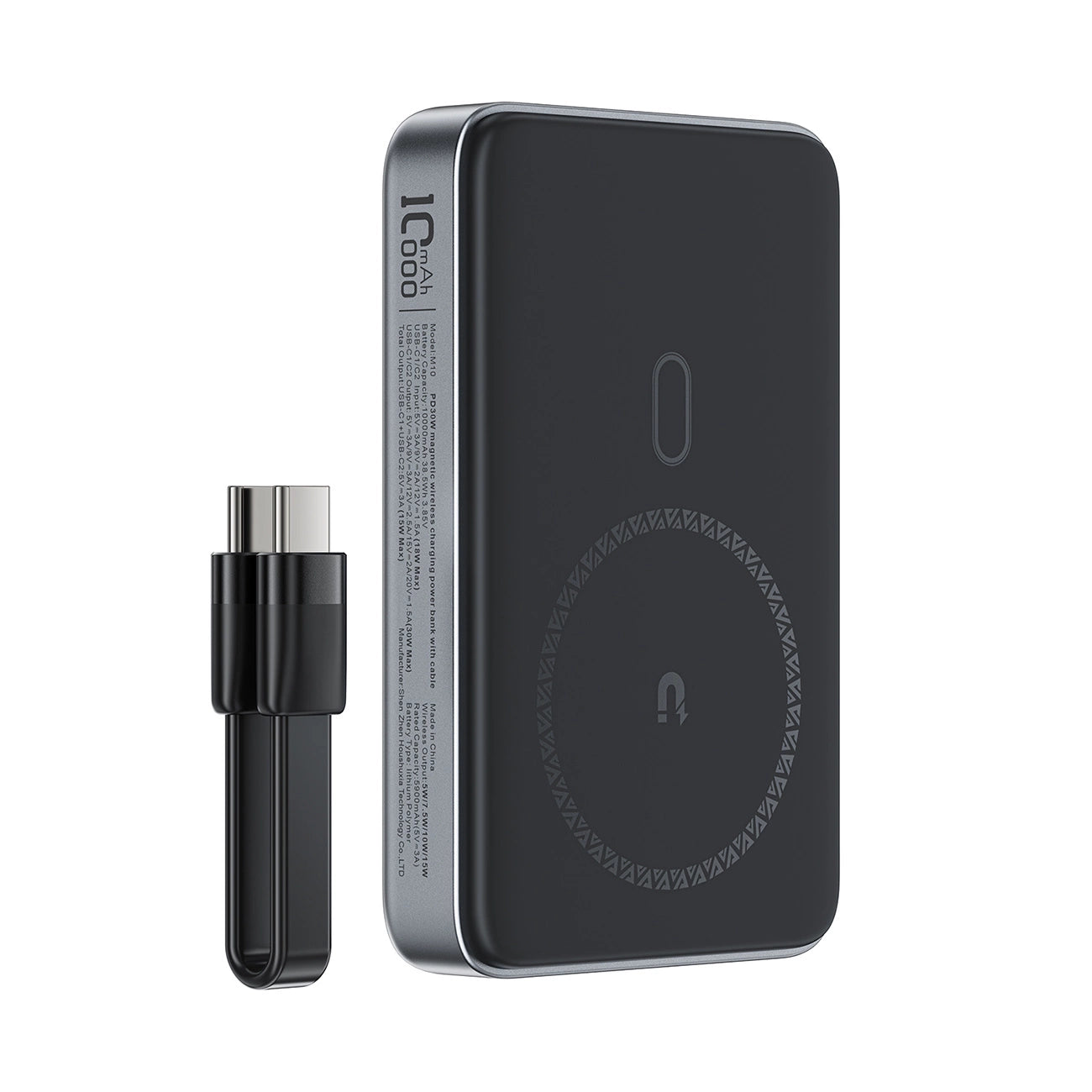 Powerbank Acefast M10 Magnetic 2x USB-C PD 30W with 15W Inductive Charging and USB-C Cable - Black_0