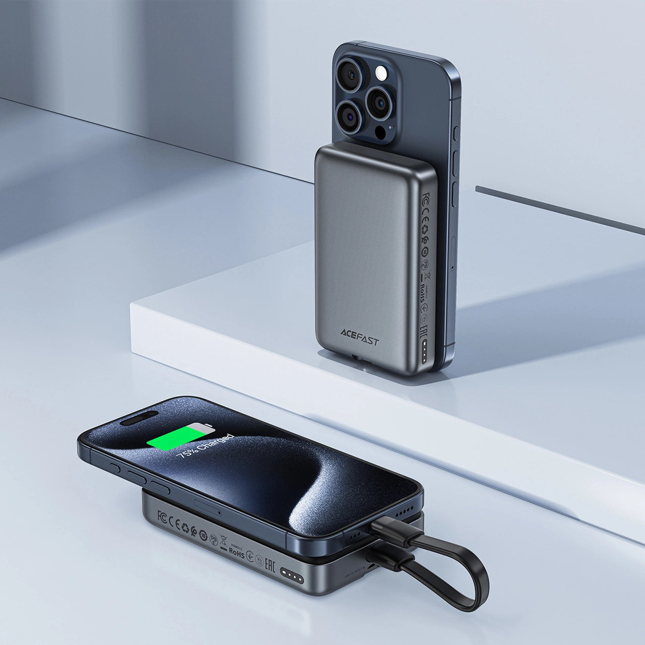Powerbank Acefast M10 Magnetic 2x USB-C PD 30W with 15W Inductive Charging and USB-C Cable - Black_5