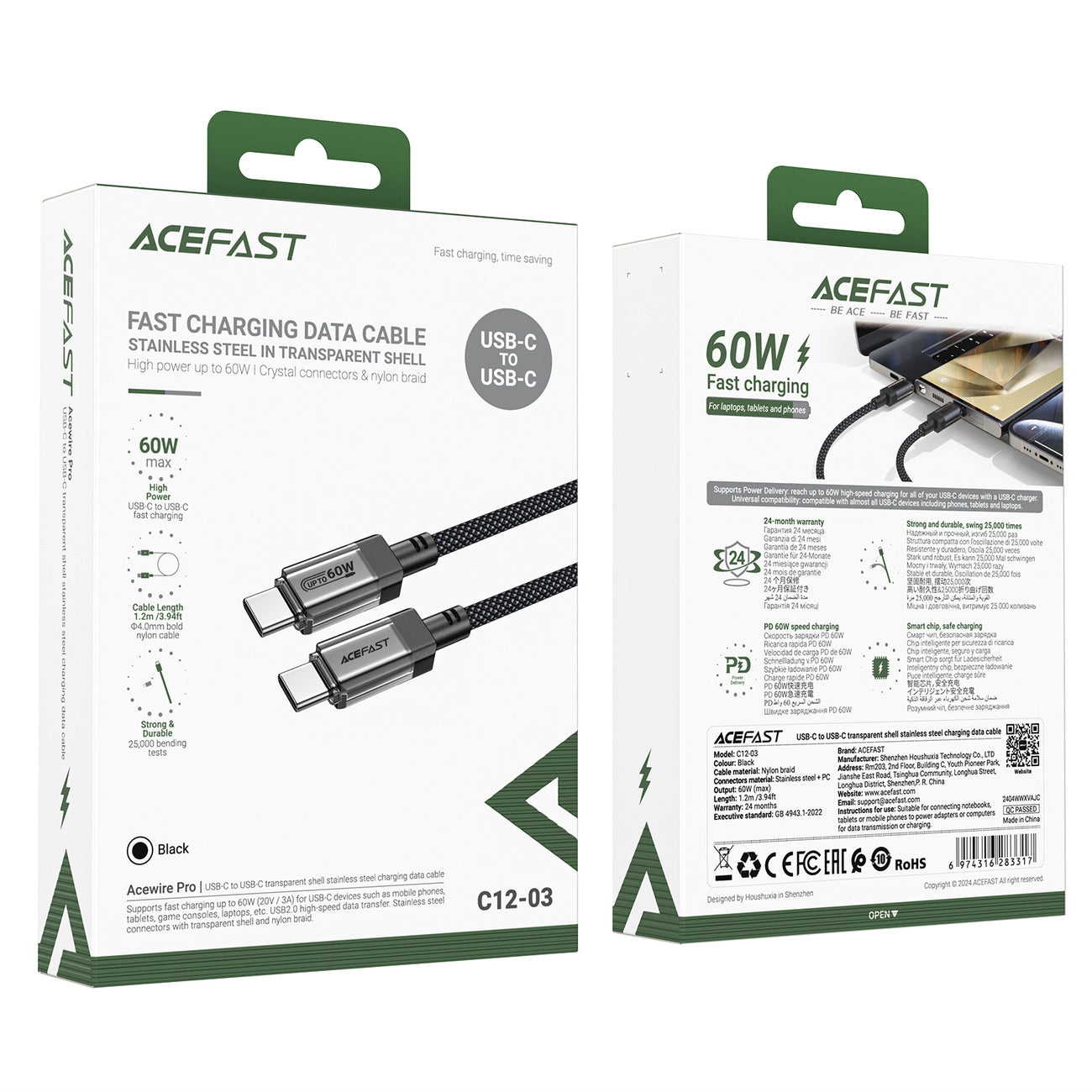 Acefast C12 USB-C / USB-C PD cable 60W 480Mb/with nylon braid - black_6