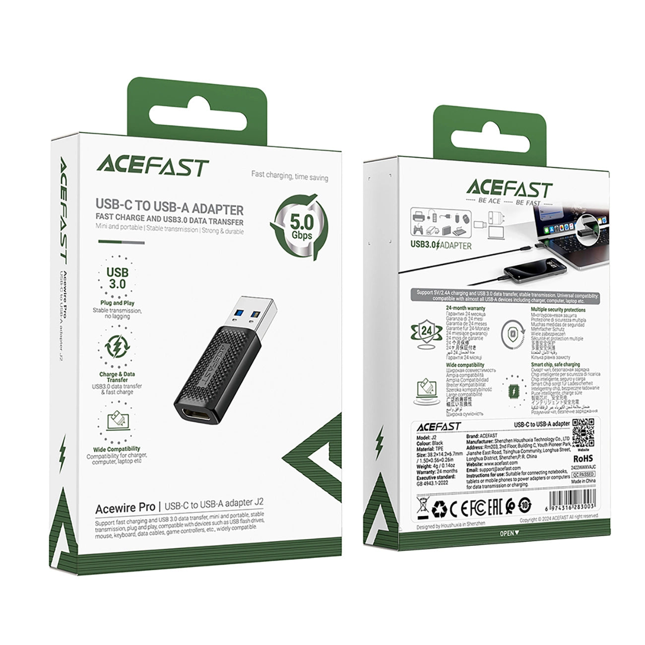 Acefast J2 USB-C 3.0 (Female) to USB-A 3.0 (Male) 5Gb/s Adapter - Black_4