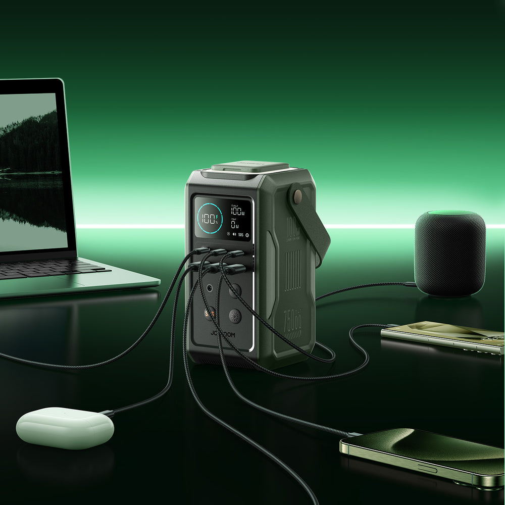 Powerbank Joyroom JR-PBF10 75000mAh 100W 3x USB-C 3x USB-A with foldable flashlight and handle - green_9