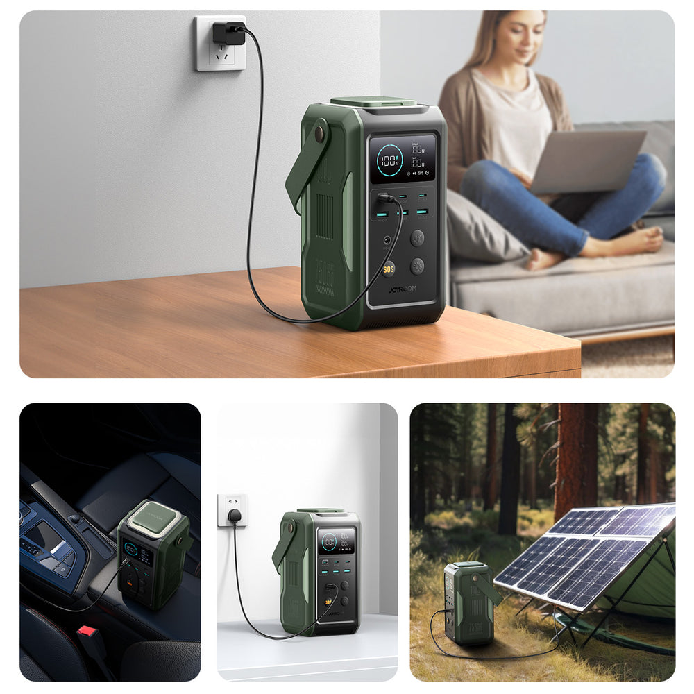 Powerbank Joyroom JR-PBF10 75000mAh 100W 3x USB-C 3x USB-A with foldable flashlight and handle - green_10