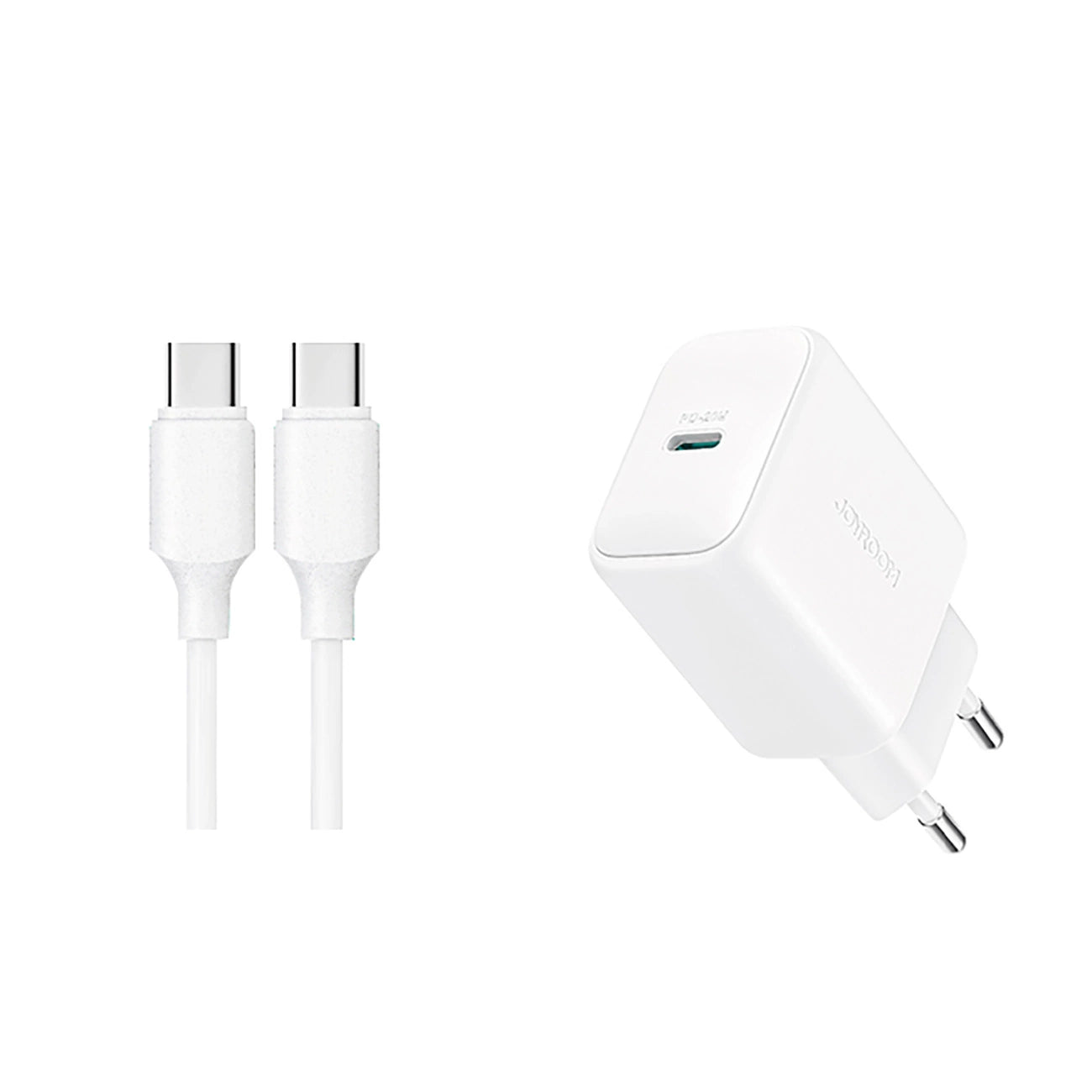 Joyroom JR-TCF20 USB-C PD 20W network charger - white + USB-C / USB-C cable 1m_0