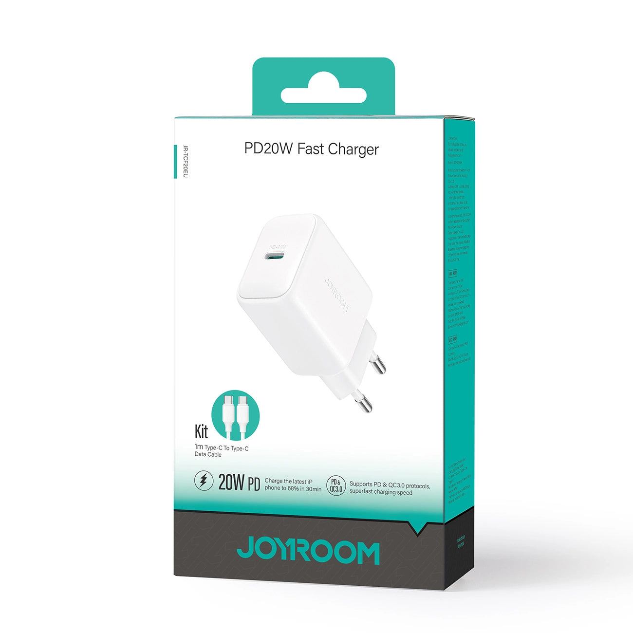 Joyroom JR-TCF20 USB-C PD 20W network charger - white + USB-C / USB-C cable 1m_7