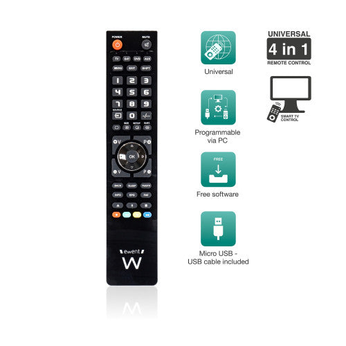 Ewent EW1570 mando a distancia DTT, DVD/Blu-ray, Proyector, SAT, STB, Altavoz para barra de sonido, TV, Universal, VCR Botones_2