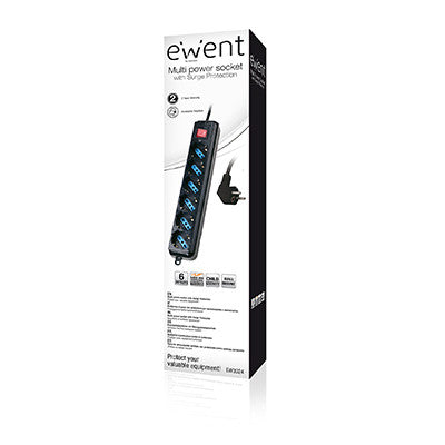 Ewent EW3924 base múltiple 1,5 m 6 salidas AC Negro_2