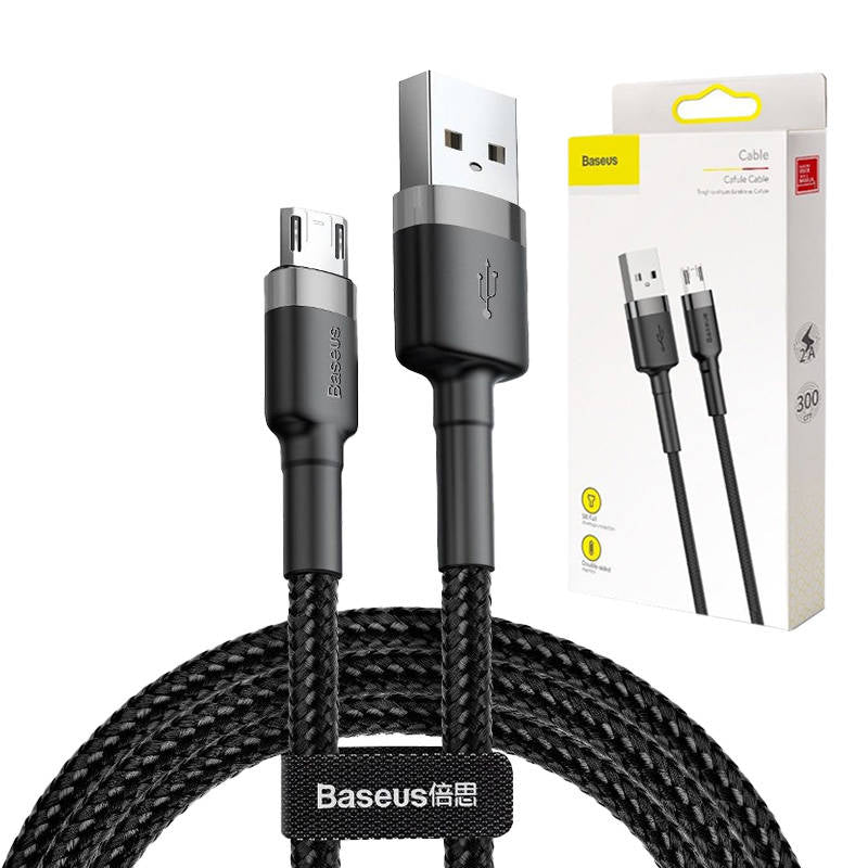 Baseus Cafule Cable USB For Micro 2A 3m Gray+Black_0