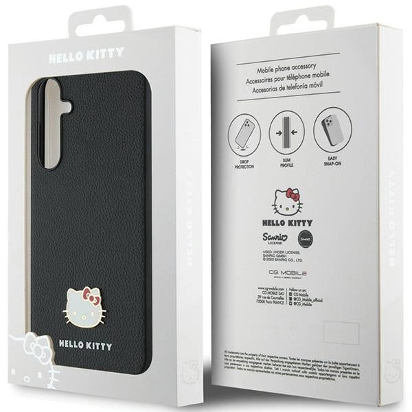 Hello Kitty Metal Logo Kitty Head case for Samsung Galaxy A55 - black_7