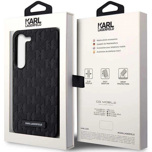 Karl Lagerfeld Saffiano Mono Metal Logo case for Samsung Galaxy S24+ - black_7