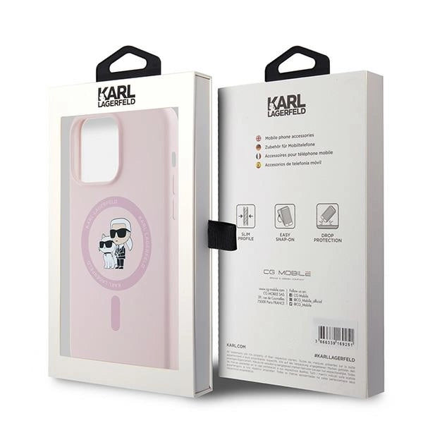 Karl Lagerfeld Silicone Karl&Choupette MagSafe case for iPhone 15 Pro - pink_7