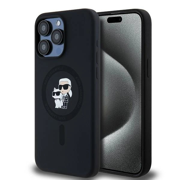 Karl Lagerfeld Silicone Karl&Choupette Ring MagSafe case for iPhone 15 Pro Max - black_0