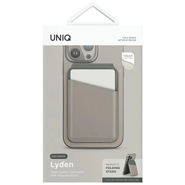 Uniq Lyden DS magnetic RFID wallet with phone stand - beige and green_5