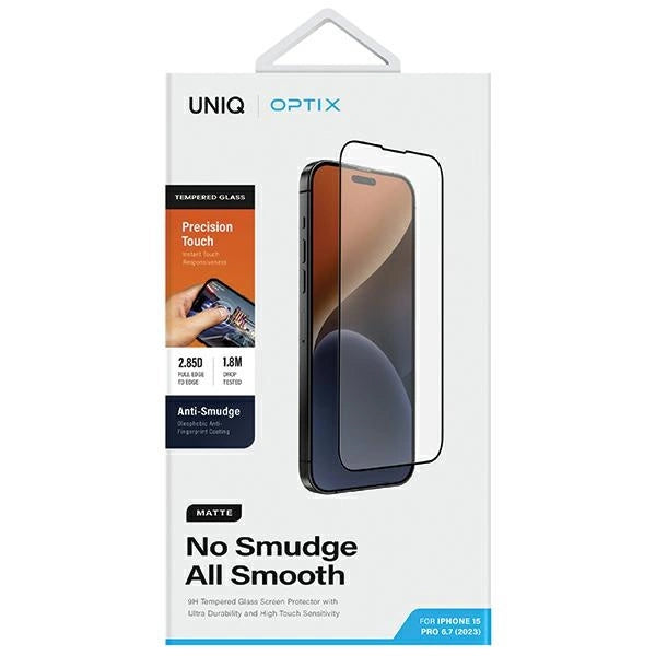 Uniq Optix Matte frosted tempered glass for iPhone 15 Pro Max with applicator_5