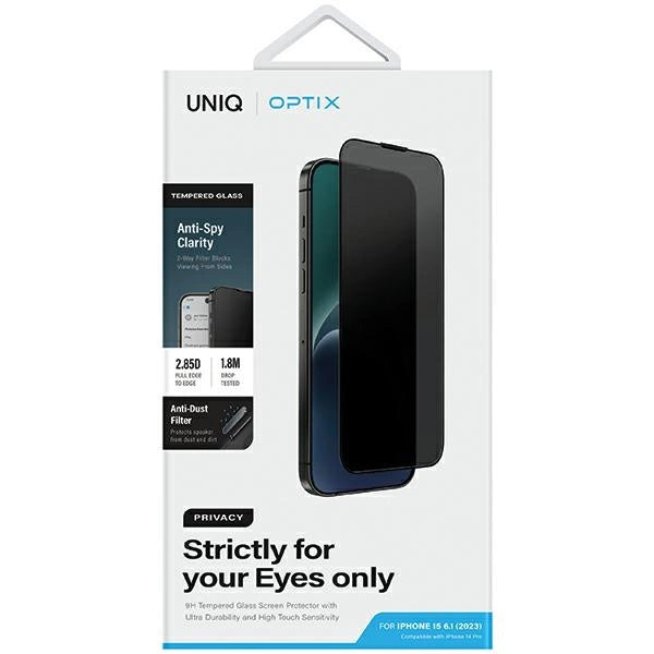 Uniq Optix Privacy Tempered Glass for iPhone 15/14 Pro with Applicator_5