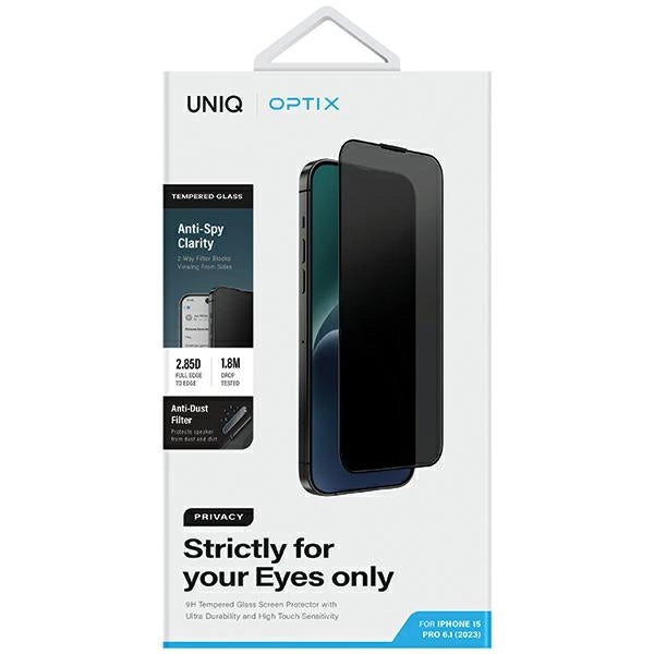 Uniq Optix Privacy tempered glass for iPhone 15 Pro with applicator_5