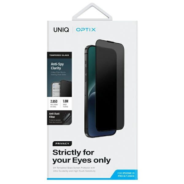 Uniq Optix Privacy tempered glass for iPhone 15 Pro Max with applicator_5