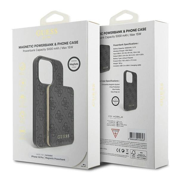 Guess 4G Metal Logo case set for iPhone 14 Pro + 5000mAh MagSafe power bank - black_10