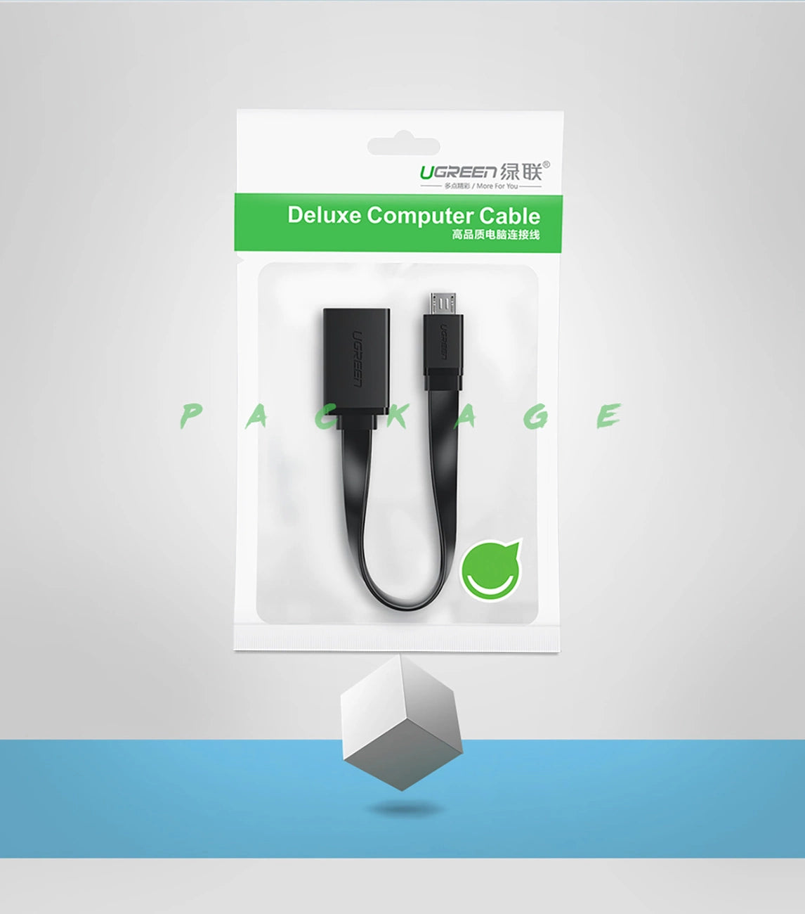 Ugreen US133 10396 micro USB (male) / USB-A (female) OTG cable flat 0.15m - black_10