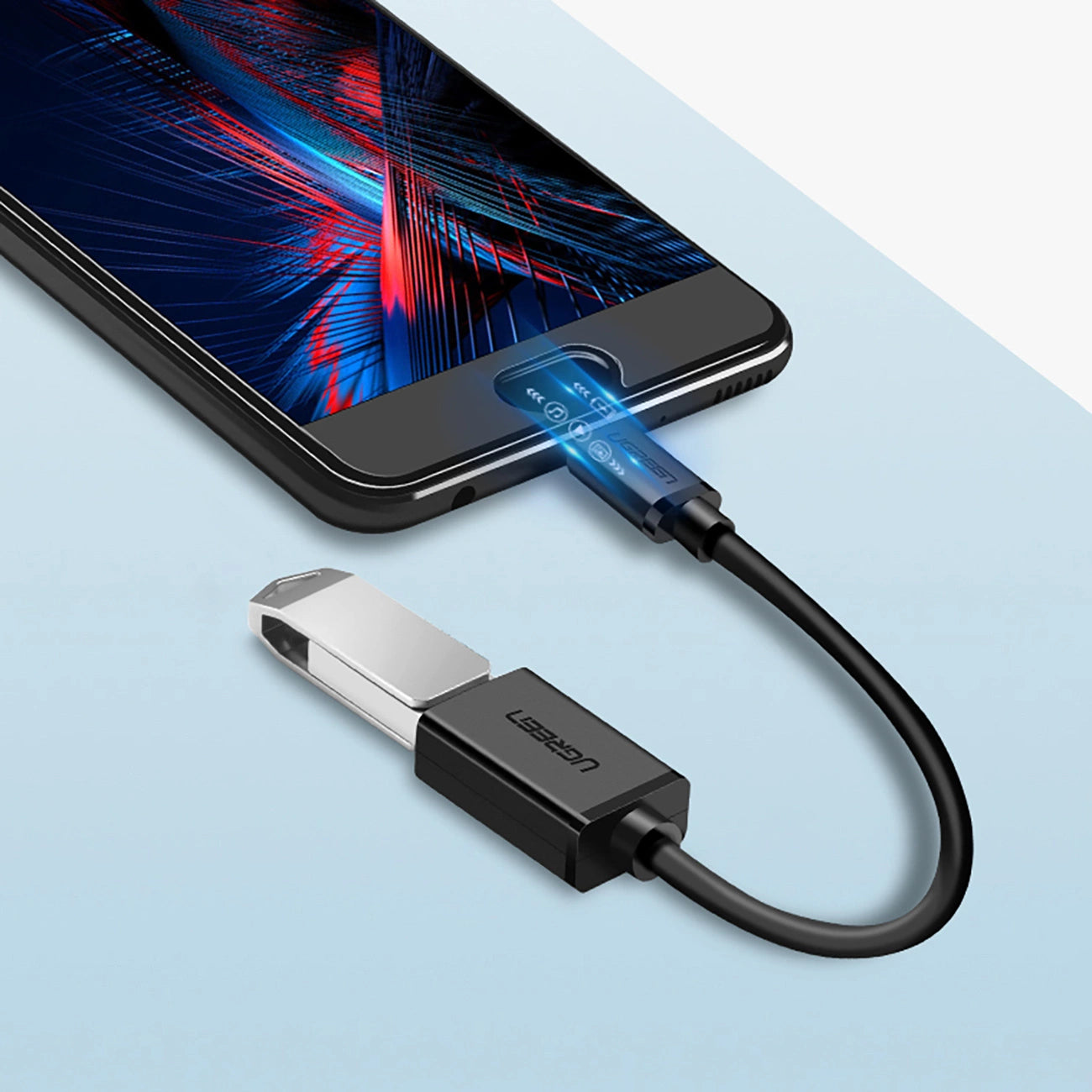 Ugreen US133 10396 micro USB (male) / USB-A (female) OTG cable flat 0.15m - black_4