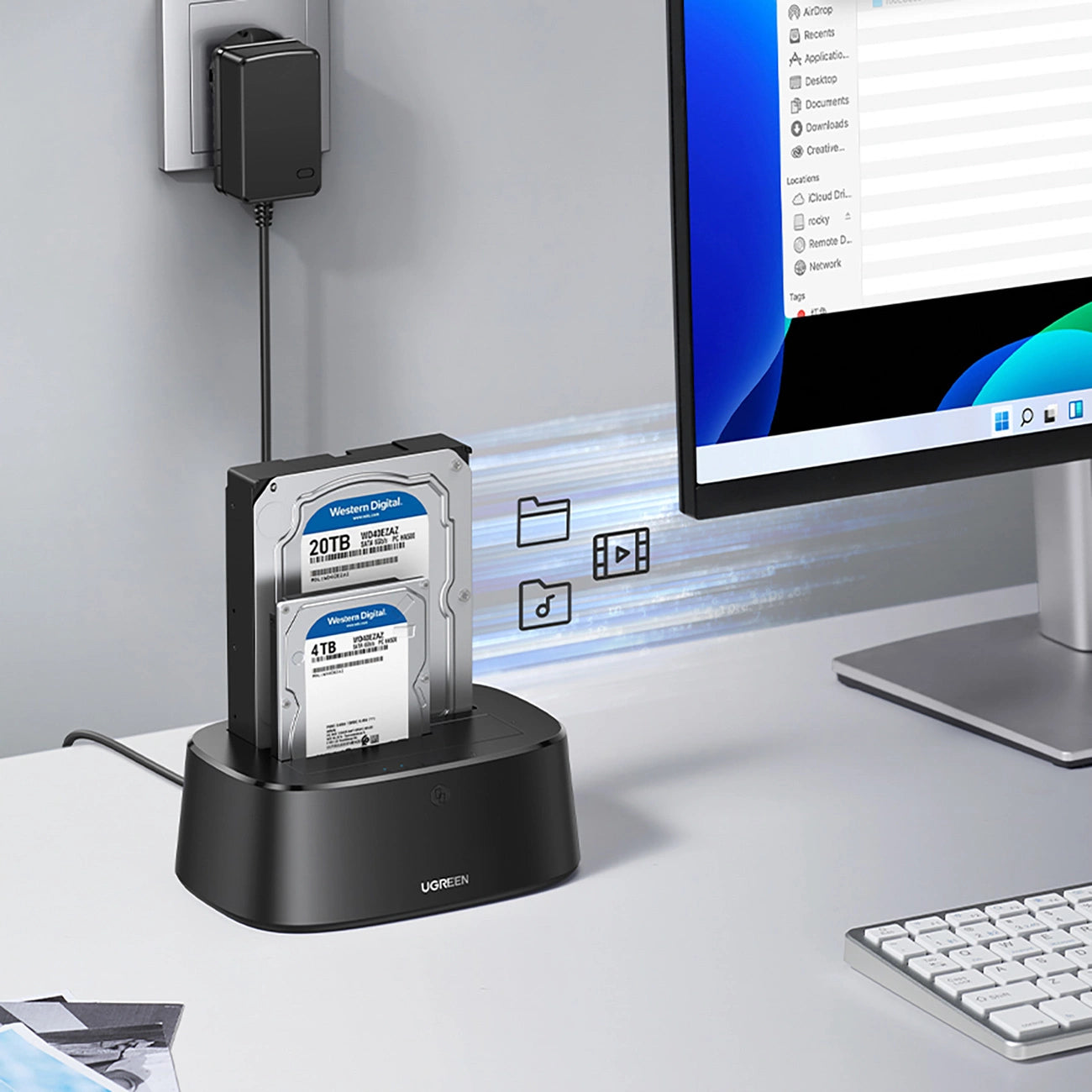 Ugreen CM198 50857 docking station with USB 3.0 for SATA 2.5" 3.5" SSD HHD drives, EU power supply - black_6