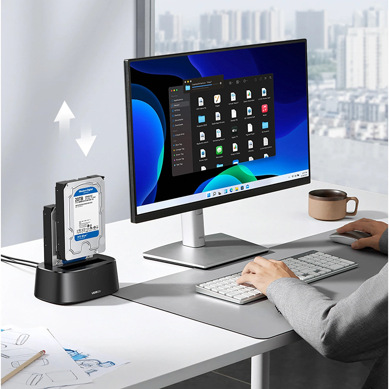 Ugreen CM198 50857 docking station with USB 3.0 for SATA 2.5" 3.5" SSD HHD drives, EU power supply - black_8