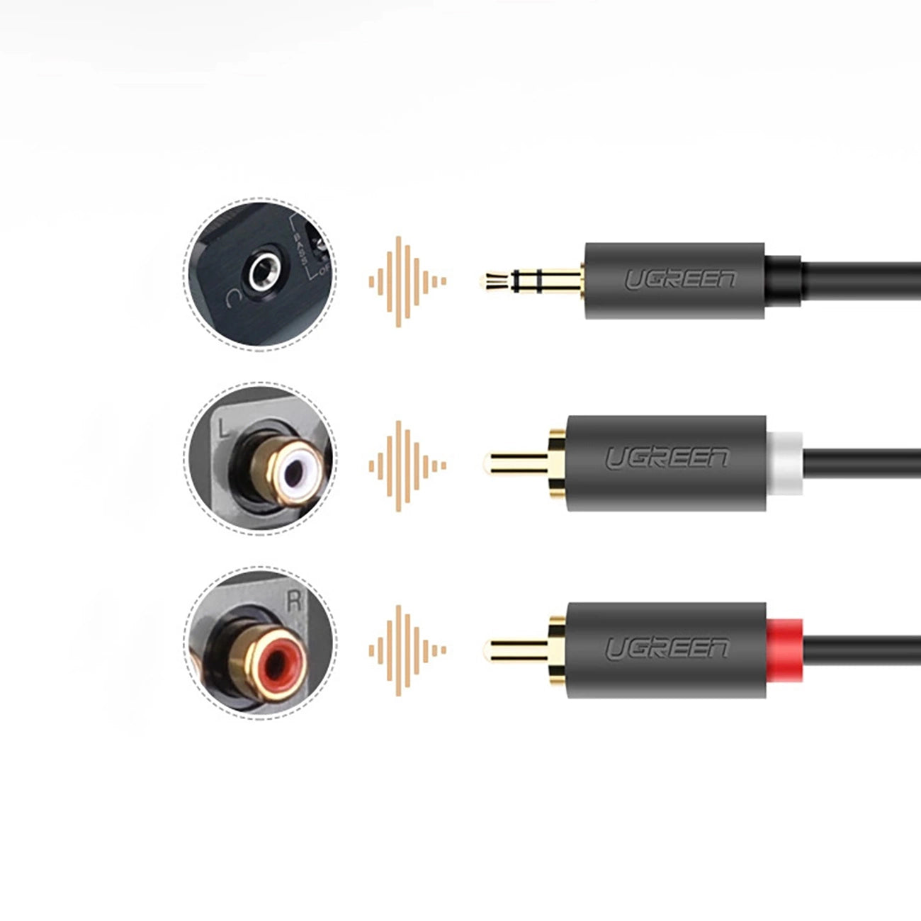 Ugreen AV102 10512 cable 3.5 mm mini jack (male) / 2RCA (male) 3m - gray_5