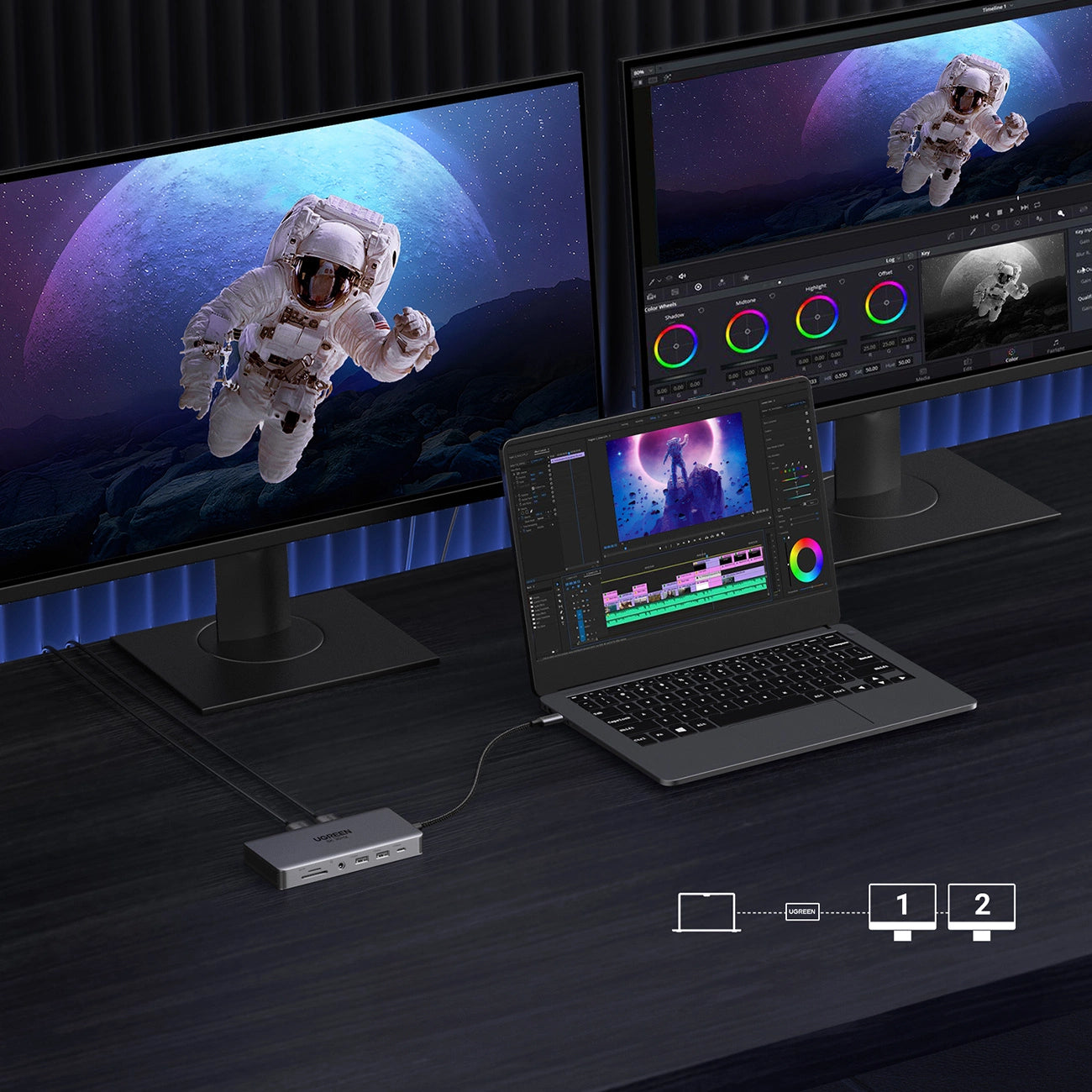 HUB Ugreen CM681 15978 13in1 USB-C - 2x USB-A 3.2 / 2x USB-A 3.0 / USB-C 3.2 / 2x HDMI / DisplayPort / RJ45 / SD and TF / AUX / USB-C PD_2