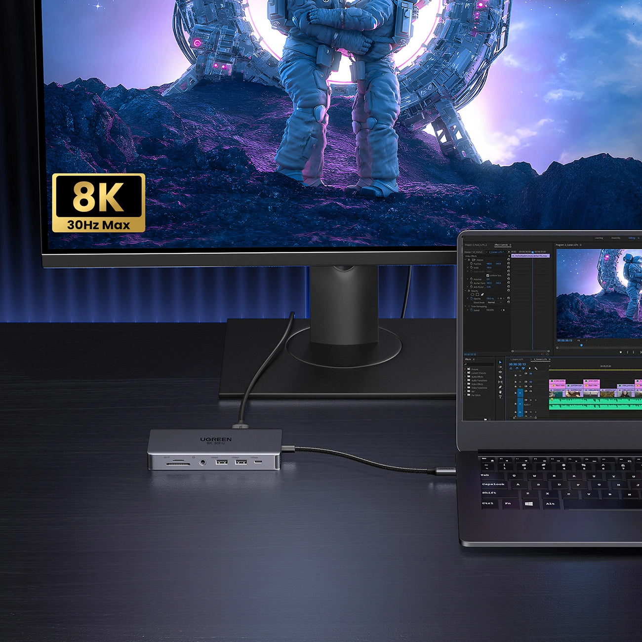 HUB Ugreen CM681 15978 13in1 USB-C - 2x USB-A 3.2 / 2x USB-A 3.0 / USB-C 3.2 / 2x HDMI / DisplayPort / RJ45 / SD and TF / AUX / USB-C PD_3