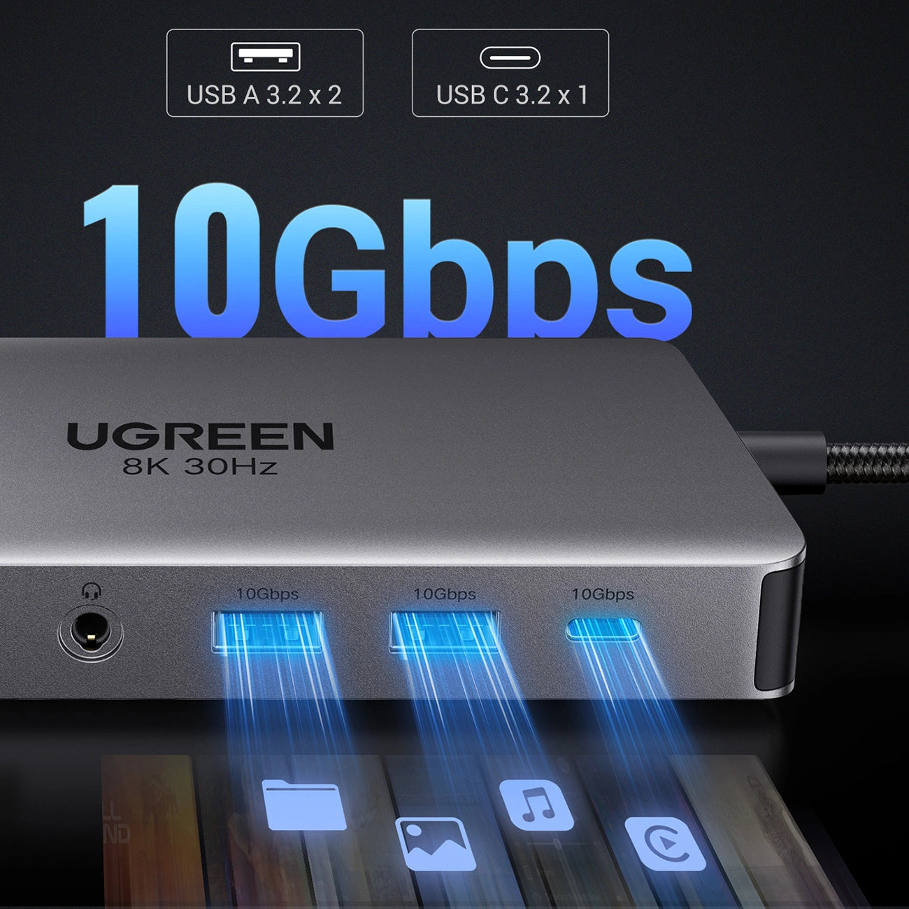HUB Ugreen CM681 15978 13in1 USB-C - 2x USB-A 3.2 / 2x USB-A 3.0 / USB-C 3.2 / 2x HDMI / DisplayPort / RJ45 / SD and TF / AUX / USB-C PD_4