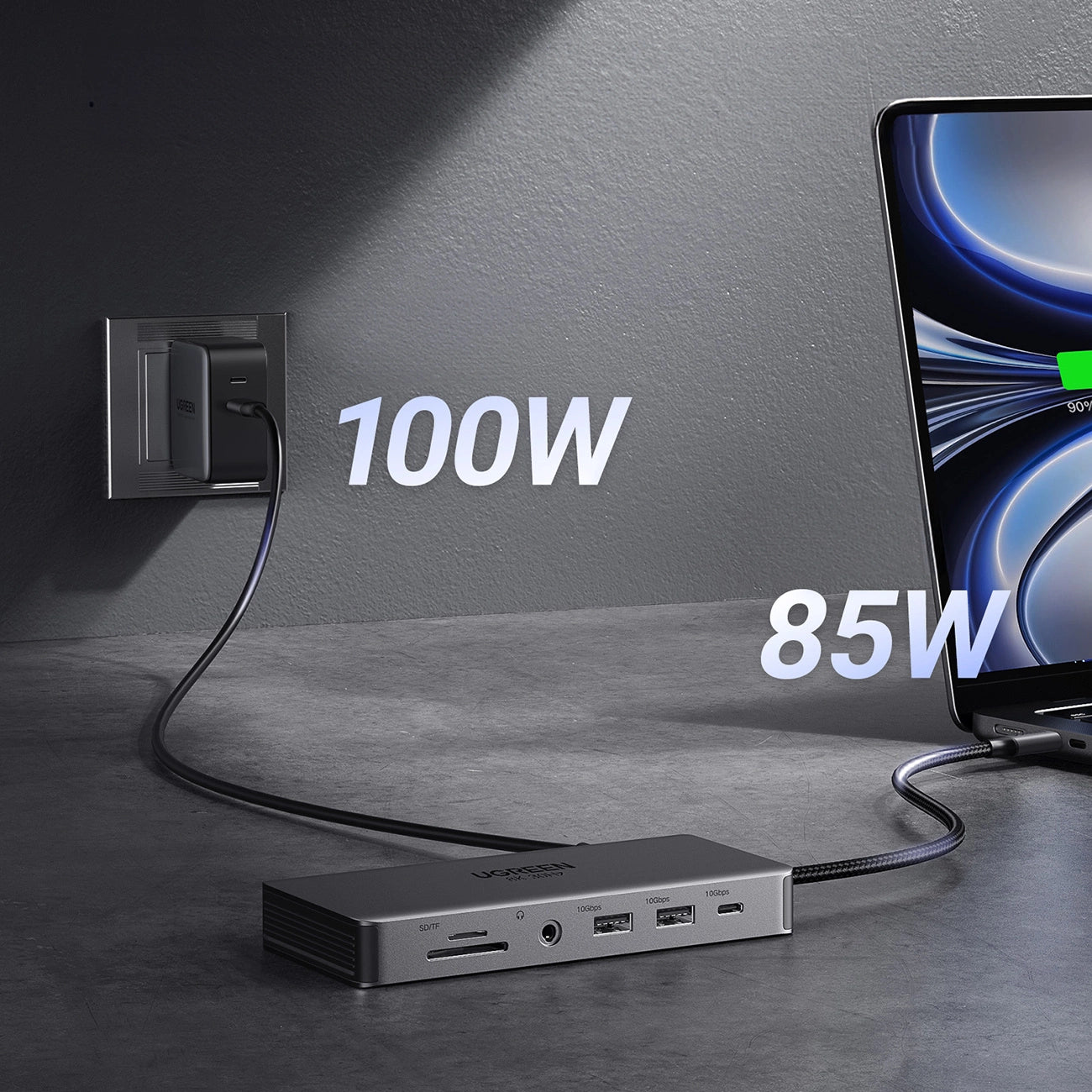 HUB Ugreen CM681 15978 13in1 USB-C - 2x USB-A 3.2 / 2x USB-A 3.0 / USB-C 3.2 / 2x HDMI / DisplayPort / RJ45 / SD and TF / AUX / USB-C PD_5