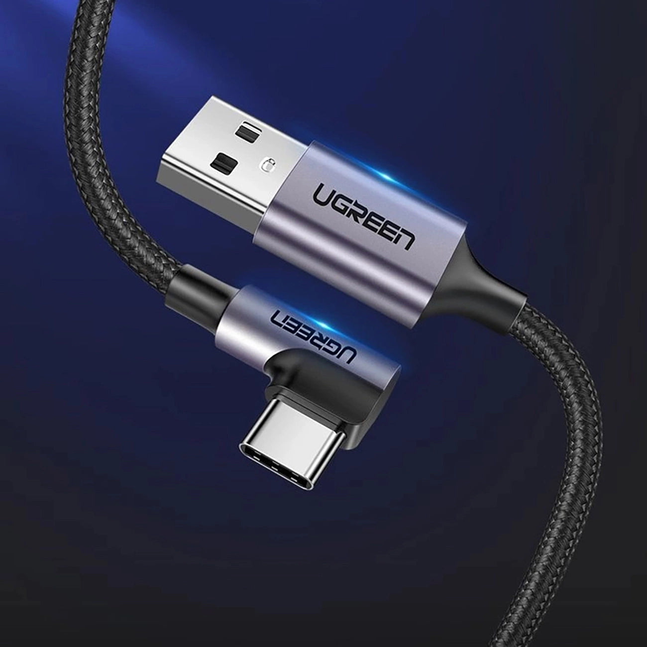 Ugreen US284 70255 USB-A (straight) / USB-C (angled) 3A Cable 3m - Gray_1
