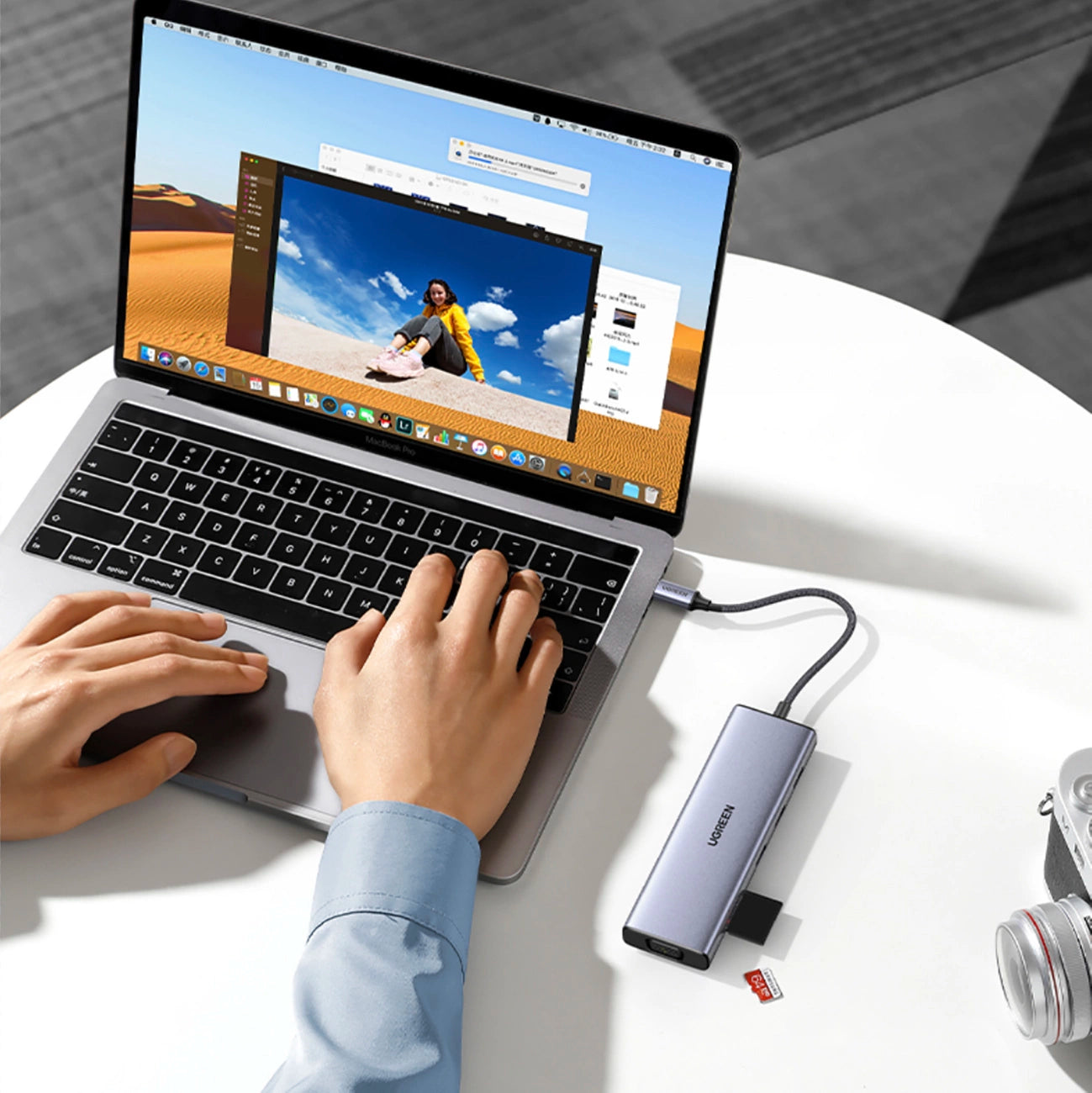Ugreen CM498 15600 USB-C Adapter - 3x USB-A 3.0 / HDMI / VGA / RJ45 / SD / TF Card Reader / USB-C PD - Gray_8