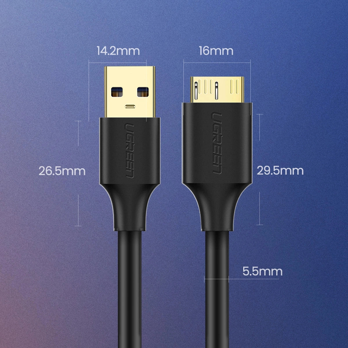 Ugreen US130 10840 USB-A 3.0 - micro USB-B cable 0.5m - black_9