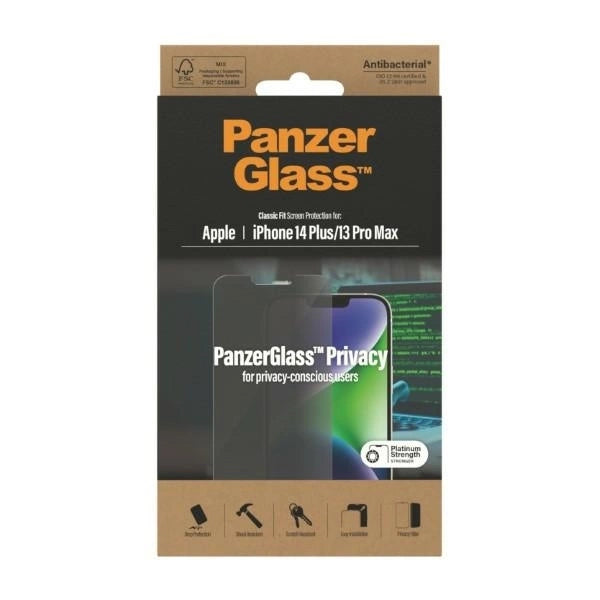 PanzerGlass Classic Fit Privacy Antibacterial Glass for iPhone 14 Plus/13 Pro Max_8