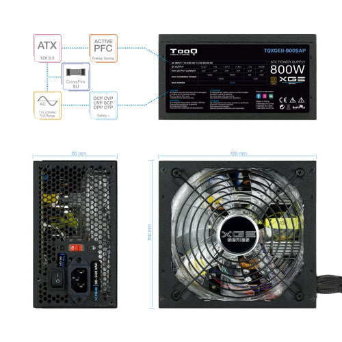 TooQ TQXGEII-800SAP unidad de fuente de alimentación 800 W 20+4 pin ATX ATX Negro_11
