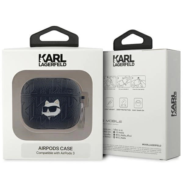 Karl Lagerfeld Monogram Choupette Head case for AirPods 3 - black_2