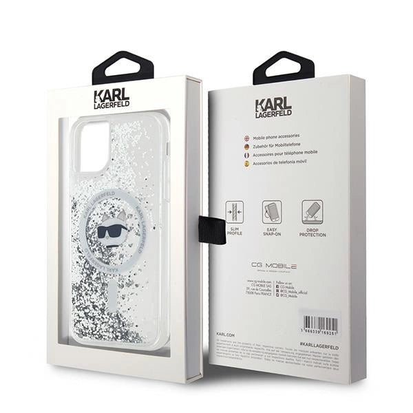 Karl Lagerfeld Liquid Glitter Choupette Head MagSafe Case for iPhone 11 / Xr - Transparent_7