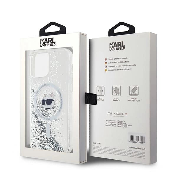 Karl Lagerfeld Liquid Glitter Choupette Head MagSafe Case for iPhone 12 / 12 Pro - Transparent_7