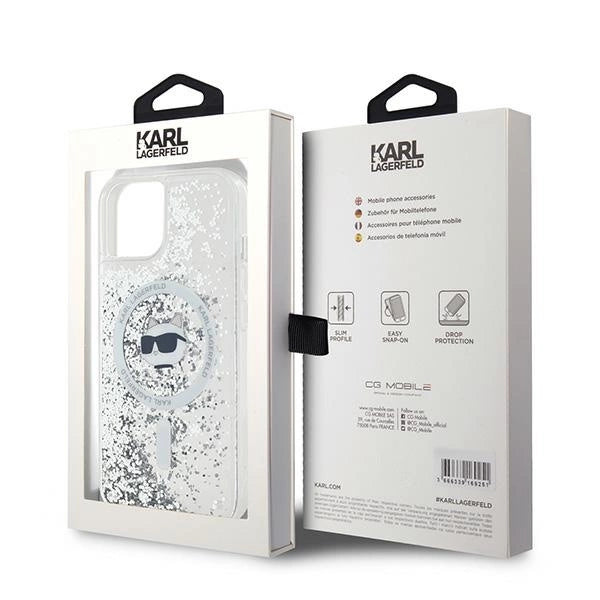 Karl Lagerfeld Liquid Glitter Choupette Head MagSafe case for iPhone 14 / 15 / 13 - transparent_7