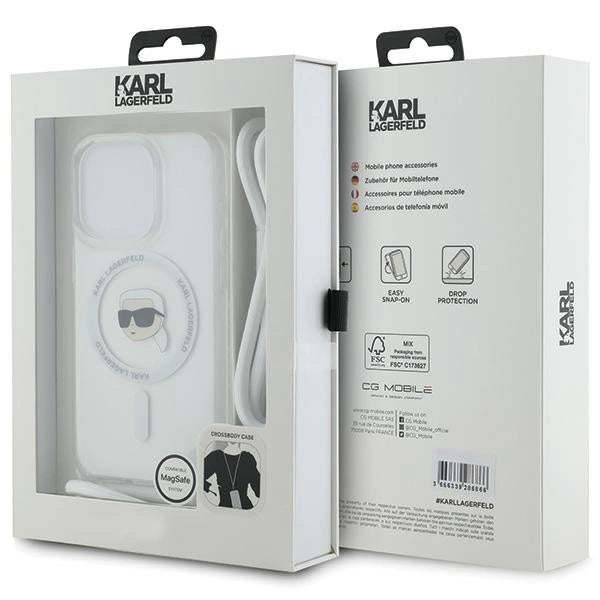 Karl Lagerfeld Crossbody IML Karl Head MagSafe case for iPhone 15 Pro - transparent_6