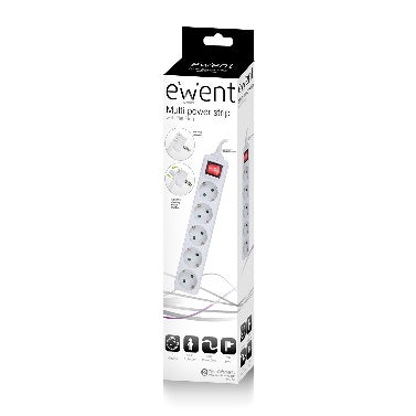 Ewent EW3955 base múltiple 1,5 m 5 salidas AC Interior Blanco_2
