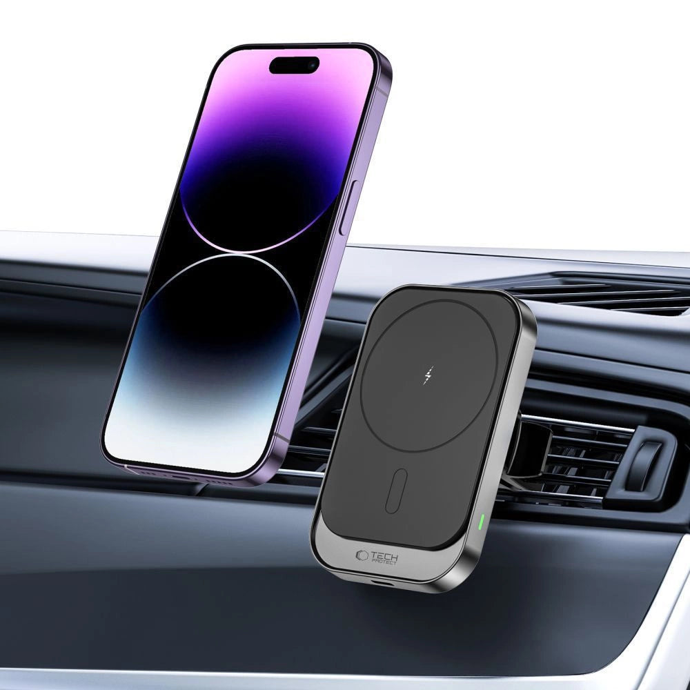 Tech-Protect CW19 MagSafe magnetic car holder with 15W inductive charger for air vent - black_4