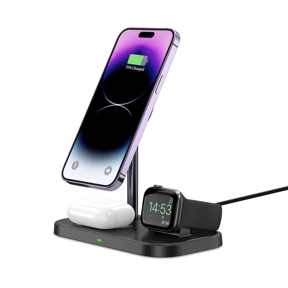 Tech-Protect QI15W-A22 MagSafe Inductive Charger with 3in1 MagSafe Stand for Smartphone / Apple Watch / AirPods - Black_6