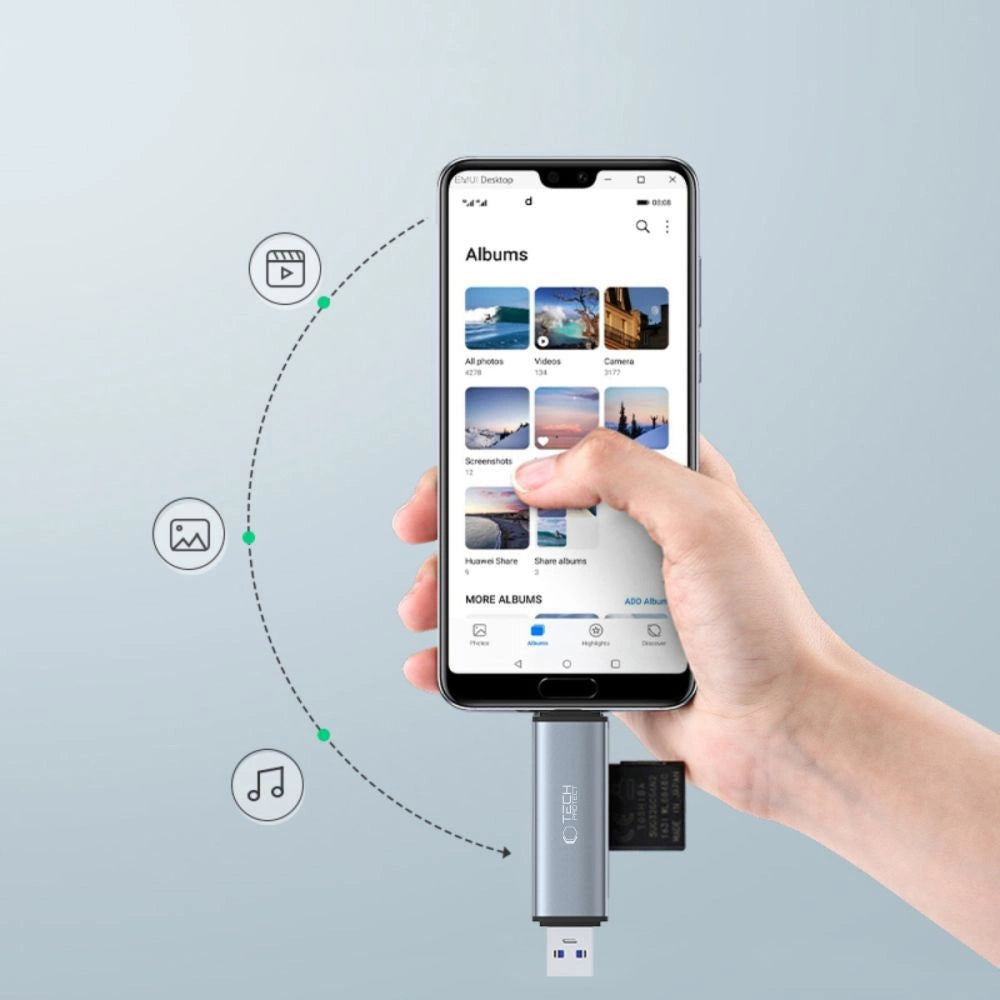 Tech-Protect UltraBoost SD/micro SD card reader with USB-C/USB-A connectors - gray_2