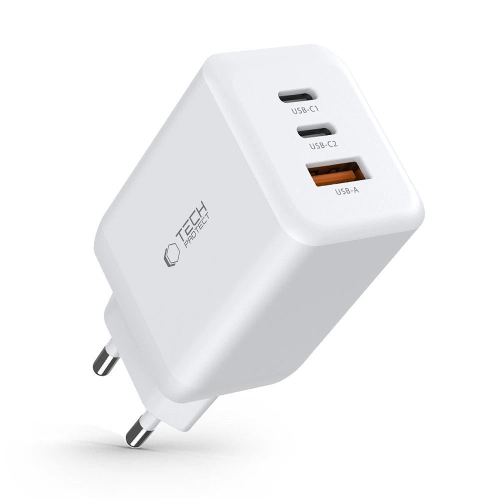 Tech-Protect C65W charger 2x USB-C PD 65W / USB-A QC 3.0 - white_6