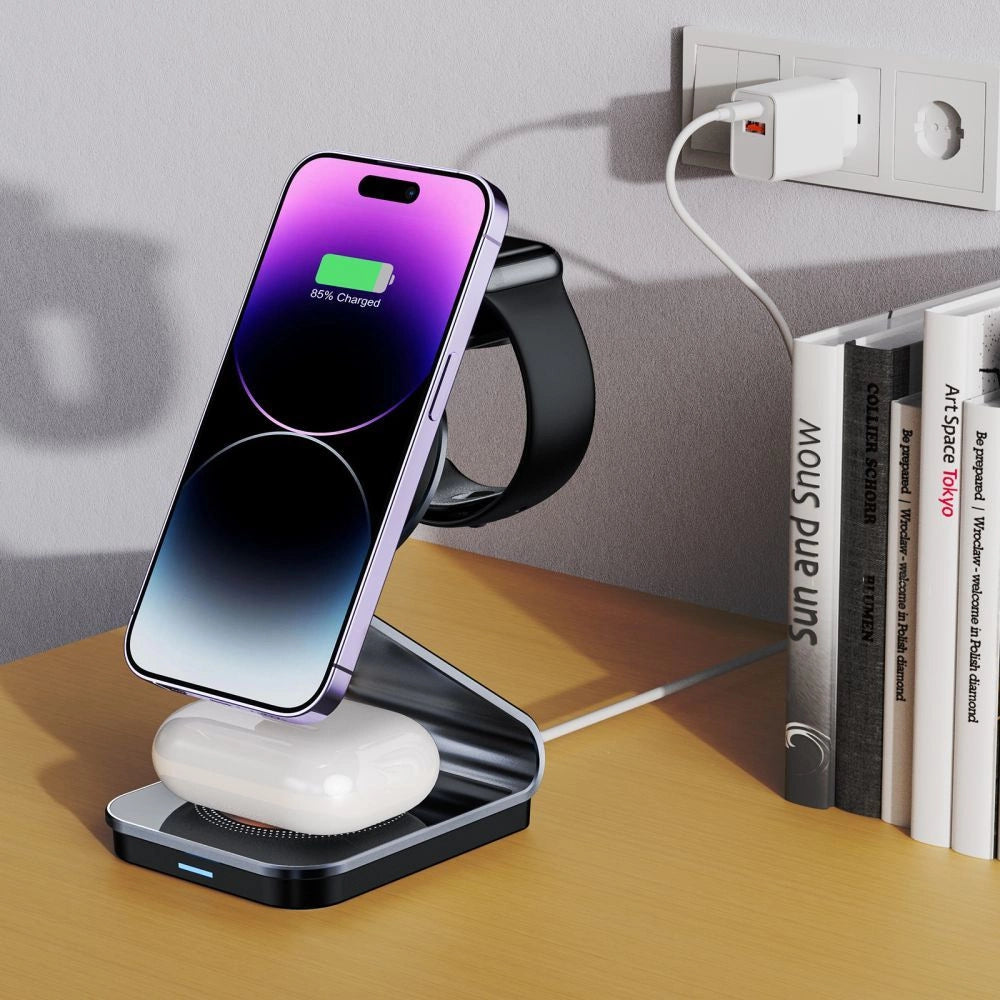 Tech-Protect QI15W-A29 3-in-1 Inductive Charger with MagSafe for Smartphone / Apple Watch / AirPods - Black_6