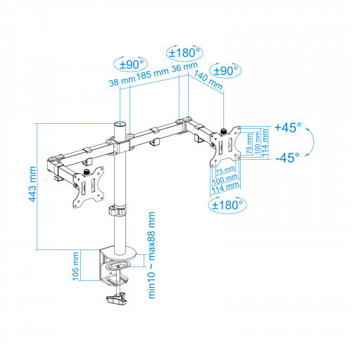 Soporte para 2 Monitores TooQ DB1232TN-B/ hasta 8kg_14