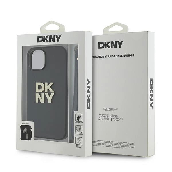 DKNY Wrist Strap Stock Logo iPhone 15 Plus Case - Black_6