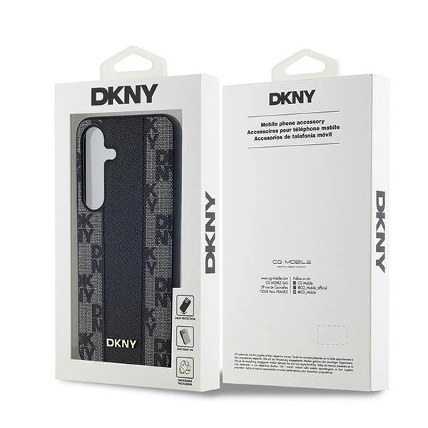 DKNY Leather Checkered Mono Pattern MagSafe case for Samsung Galaxy S24+ - black_7