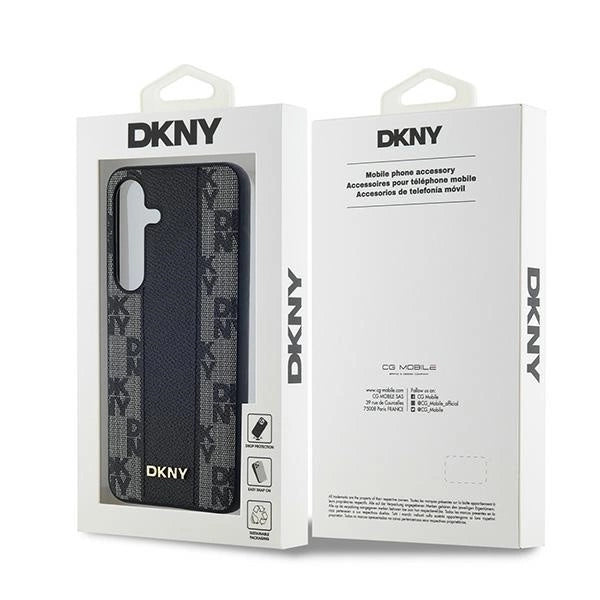 DKNY Leather Checkered Mono Pattern MagSafe case for Samsung Galaxy S24 - black_7